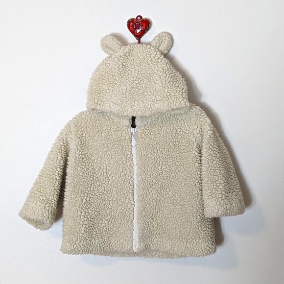 Hanna Andersson Fleece Jacket Bear Ears Hoodie Sherpa Jacket 5-12 Months Size 70 - Picture 7 of 7
